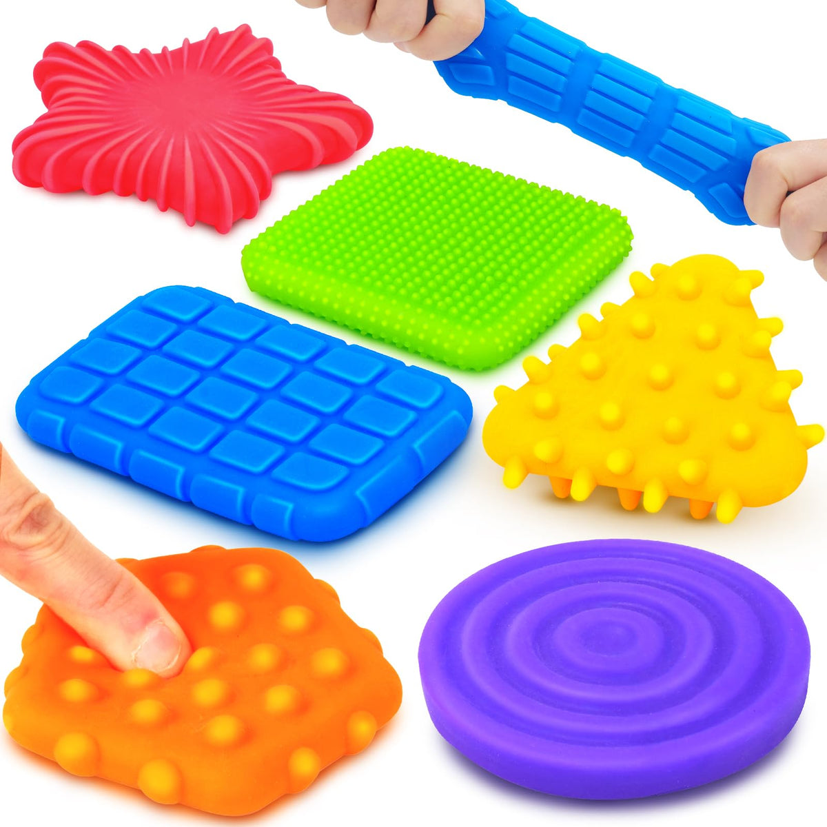Squishy Sensory Toys for Kids Toddlers: Super Soft & Textured Sensory Fidget Toy for Autistic Children Special Needs | Stress Calming Toys for Kids | Baby Stocking Stuffers Fidget Toy for Autism, ADHD