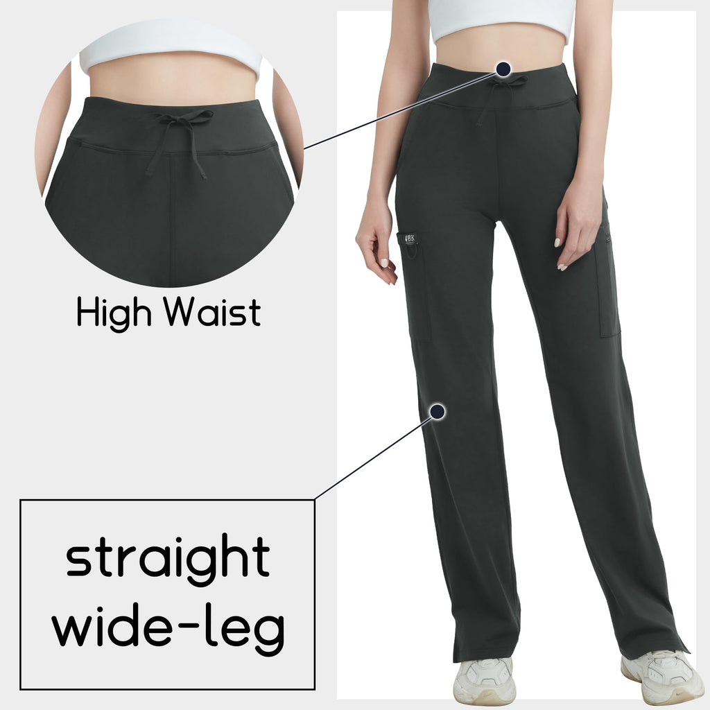 Qbk High-Rise Yoga Scrub Pants Women Straight Wide-Leg - Style 37