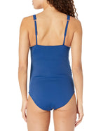 Essentials Women's Maternity Ruched V-neck Swimsuit With - Deep Blue