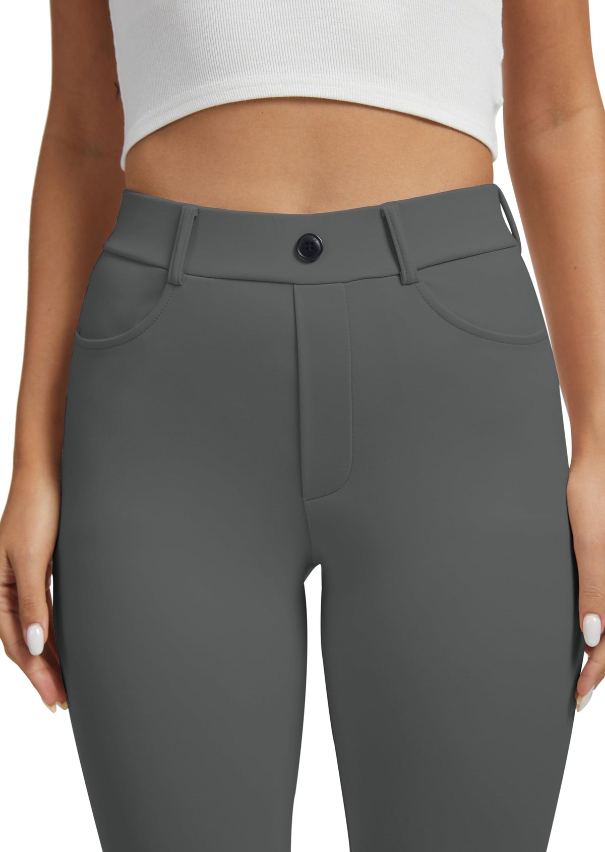 Vimpep Yoga Pants Women Straight-Leg With Pockets High-Waist Stretchy