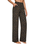 G4free Wide-Leg Pants For Women With Pockets Brown Leopard Xxl Petite