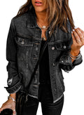 Evaless Womens Ripped Distressed Jean Jacket 2026 Trendy Early Fashion Western Fall Winter Summer Casual Long Sleeve Trucker Denim For