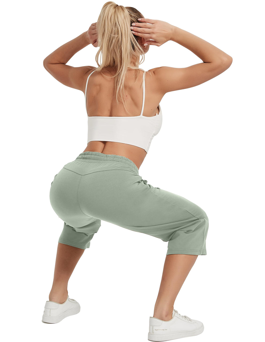 Specialmagic Women's Capri Pants Cotton Sweatpants Mint S