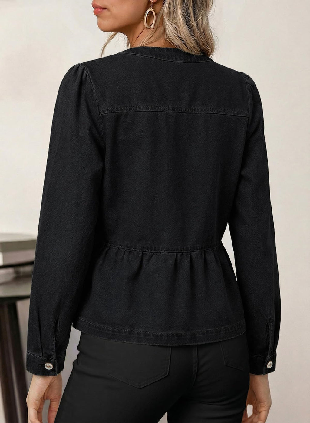 Dokotoo Cropped Jean Jacket Women Fashion Spring Summer Button Down Long Sleeve Cinched Waist Crop Denim Jackets For Rodeo Western Country