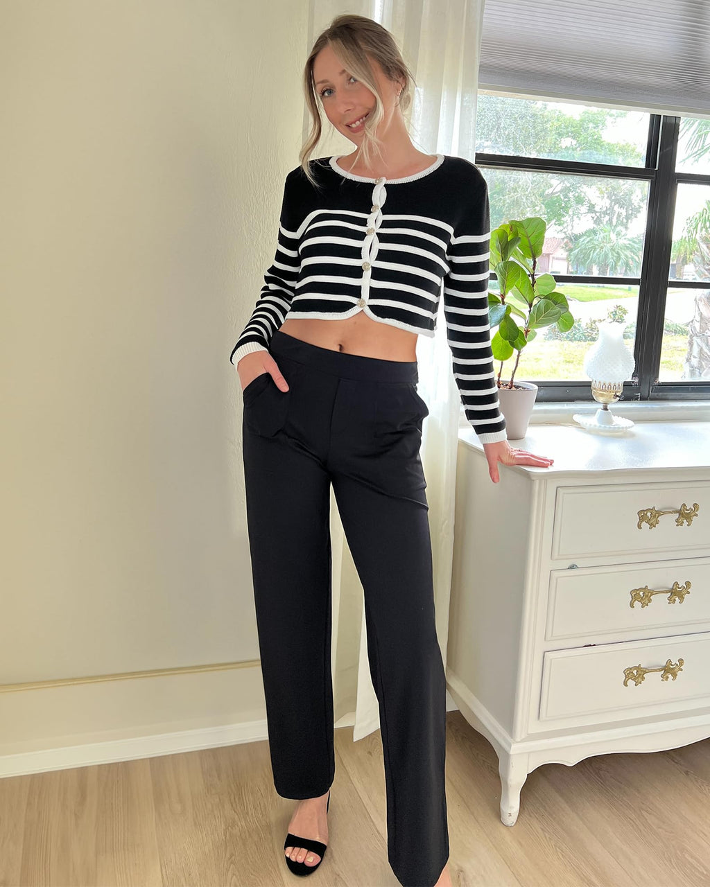 G4free Dress Pants For Women Business Casual Work Black M Extra Tall