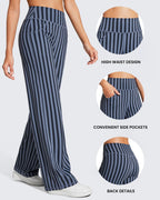 Promover Wide-Leg Pants For Women With Pockets Soft Navy Stripe Xs