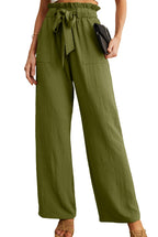 Iwollence Women High-Waist Adjustable Knot Palazzo Pants Lightweight