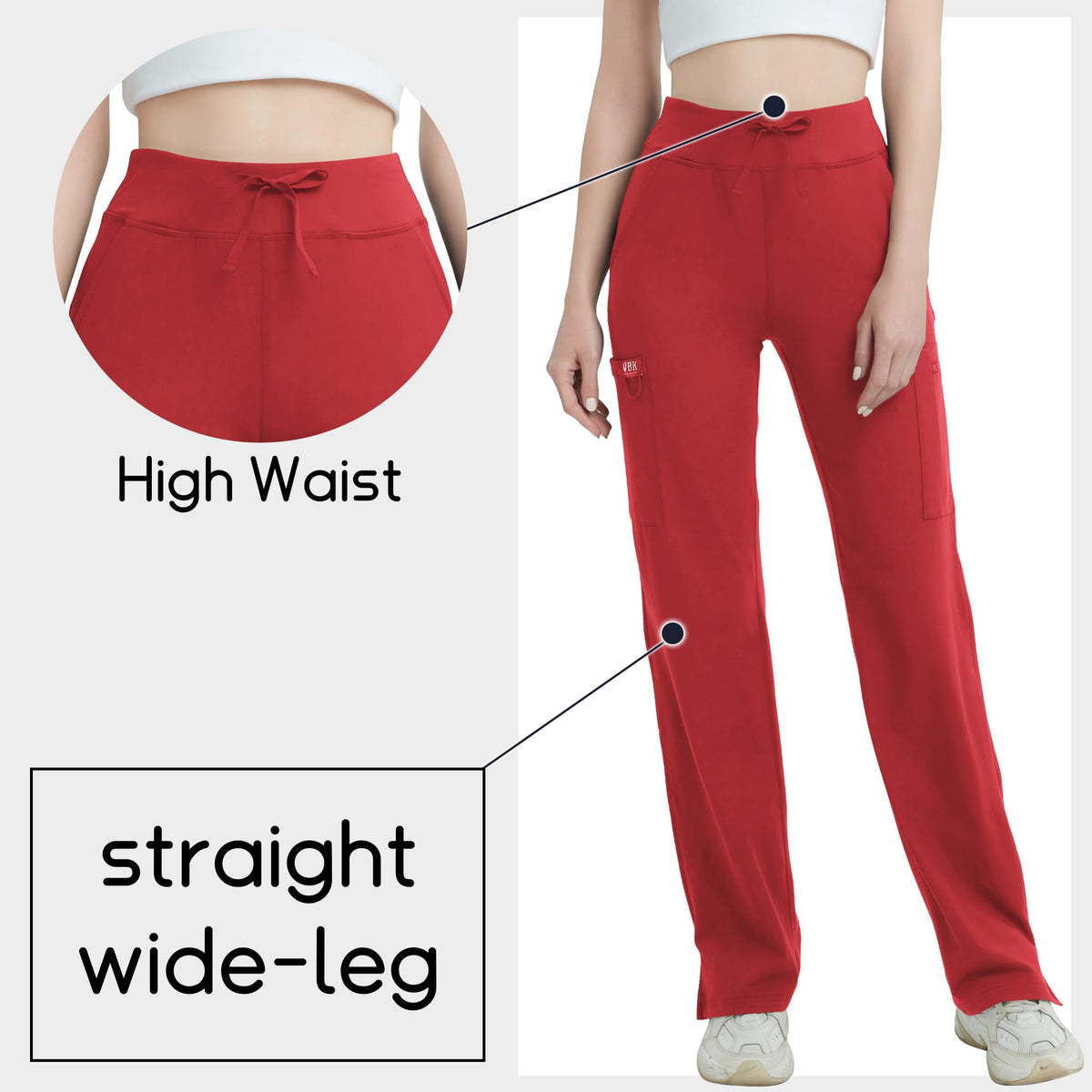 Qbk High-Rise Yoga Scrub Pants Women Straight Wide-Leg - Style 39
