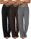 Neer 3 Pack Women's Cotton Lounge High-Waisted Pants - Style 8