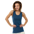 100% Merino Wool Tank Top Women - Active Sleeveless Undershirt Base Layer (X-Large, B: Denim)