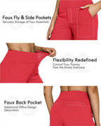 G4free Wide-Leg Yoga Pants For Women With Pockets High-Waist Red Xxl