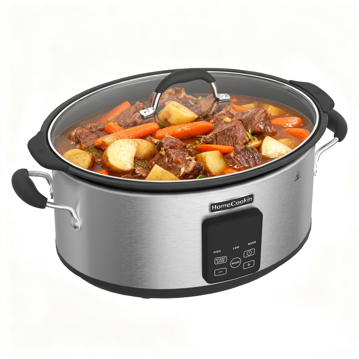 HOMECOOKIN Slow Cooker, Extra Large 10 Quart Digital Programmable Slow Cookers with Timer, Dishwasher Safe Glass Lid & Crock, Kitchen Appliance for Families and Gatherings, Stainless Steel