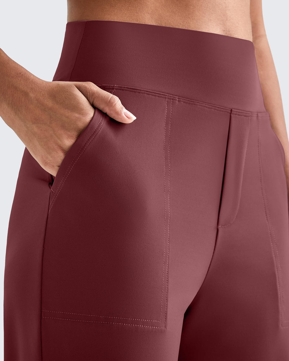 G4free Wide-Leg Yoga Pants For Women Stretchy Dark Burgundy L Regular