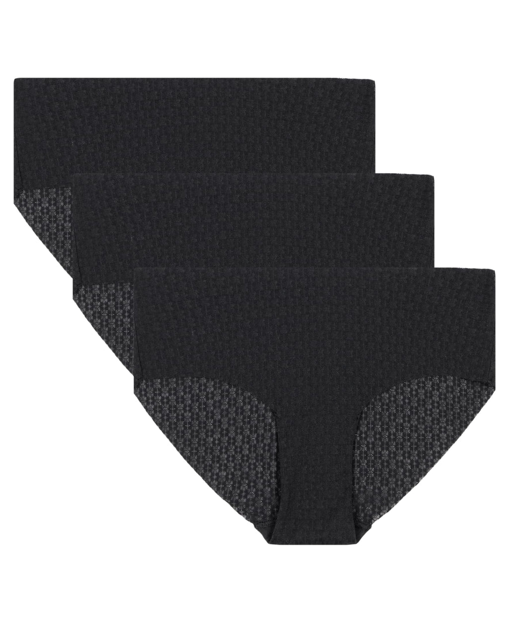 Under Armour Women's 3-pack Pure Stretch No Show Hipster Underwear, All-day Comfort Fit & Ultra-soft, Black Mesh Lace, Large