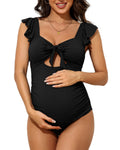 Charmo Women's Maternity Swimsuit One-Piece Ribbed Pregnancy Swimwear