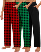Huukeay 3 Pack Women's Lounge Pants Cozy Sweatpants Large Black Green