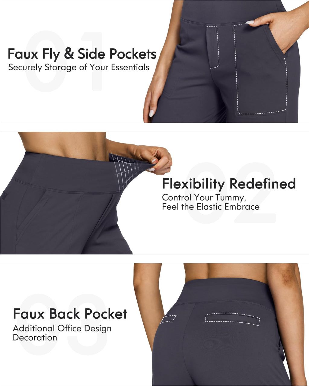 G4free Wide-Leg Yoga Pants For Women With Pockets Dark - Dark Grey