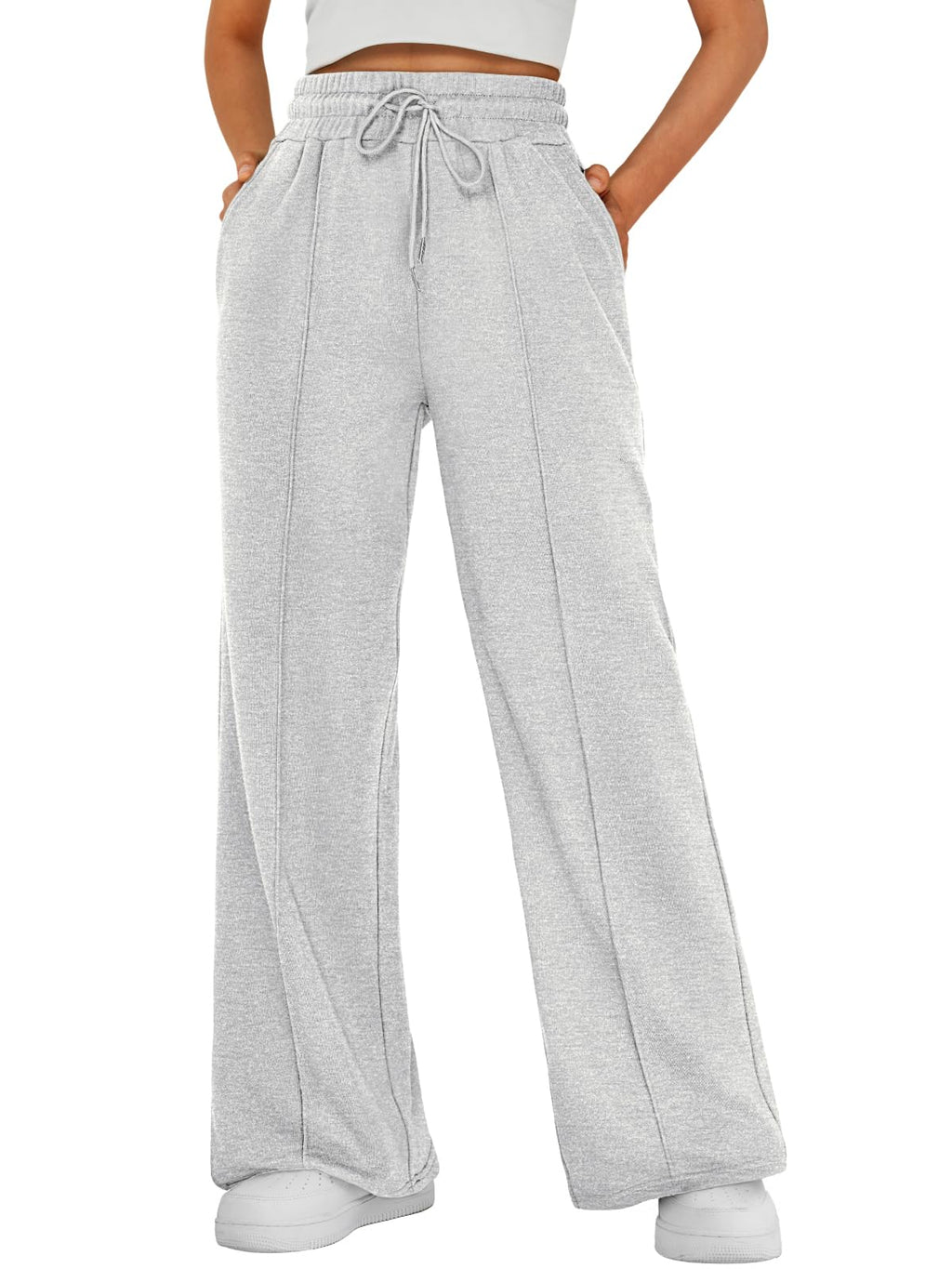 Automet Women's Wide-Leg Sweatpants Baggy Fall Lounge Sweat - Size Medium