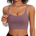 Angelhood Women's's Non-padded Bralette Convenient Breastfeeding Full Coverage Wirefree Support Everylife Sport Sleep Mauve Nursing Bra