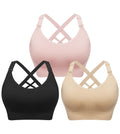 Women's Angelhood 3 Pack for Breastfeeding, Seamless Sports Low-impact Support Yoga for Pregnancy, Large Nursing Bra