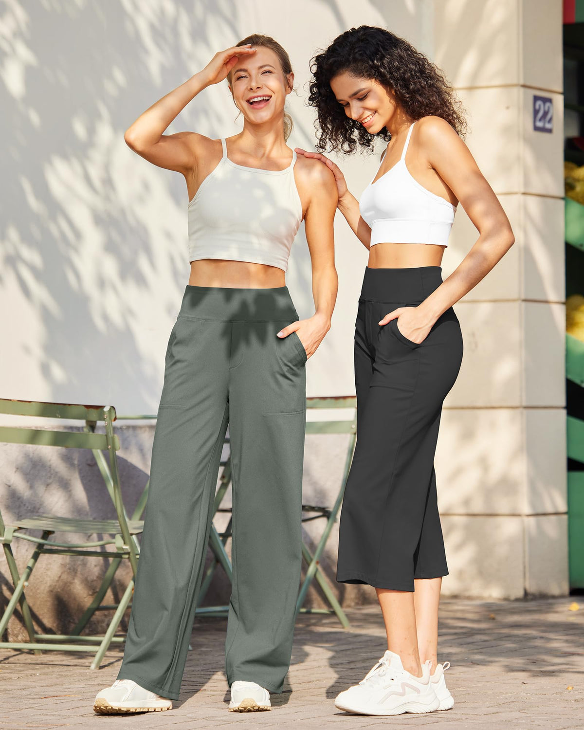 G4free Flare Leggings For Women With Pockets Soft Grey Sage Xl Extra
