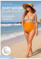 Women's Zando Maternity Swimsuit High-Waist Bikini - Orange Floral