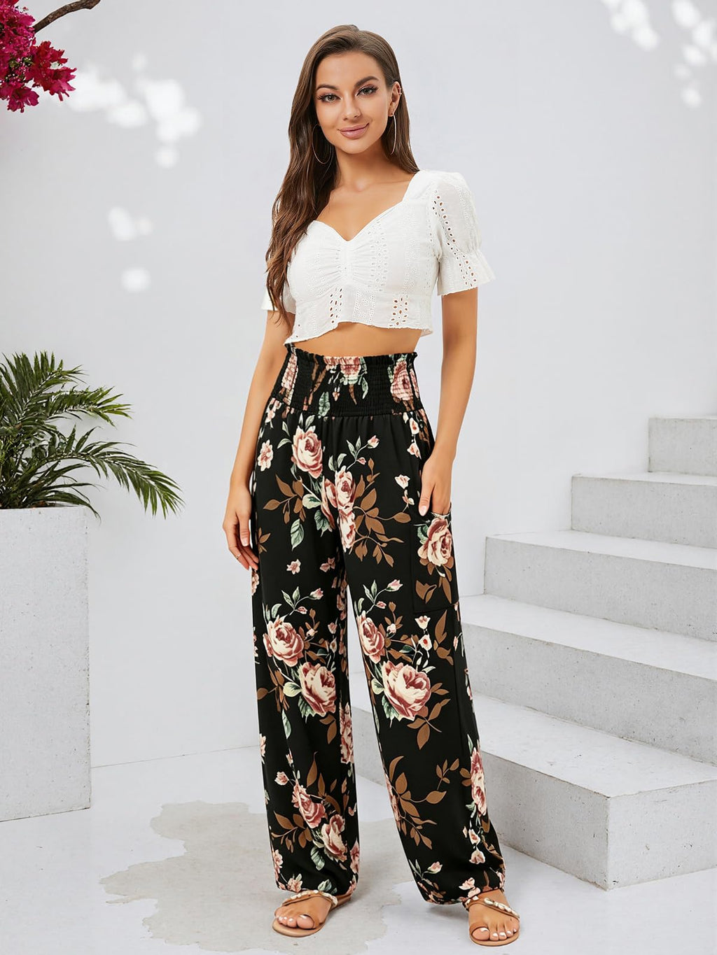 Qianxizhan Women's Harem Pants High-Waist Yoga Boho - Style 76