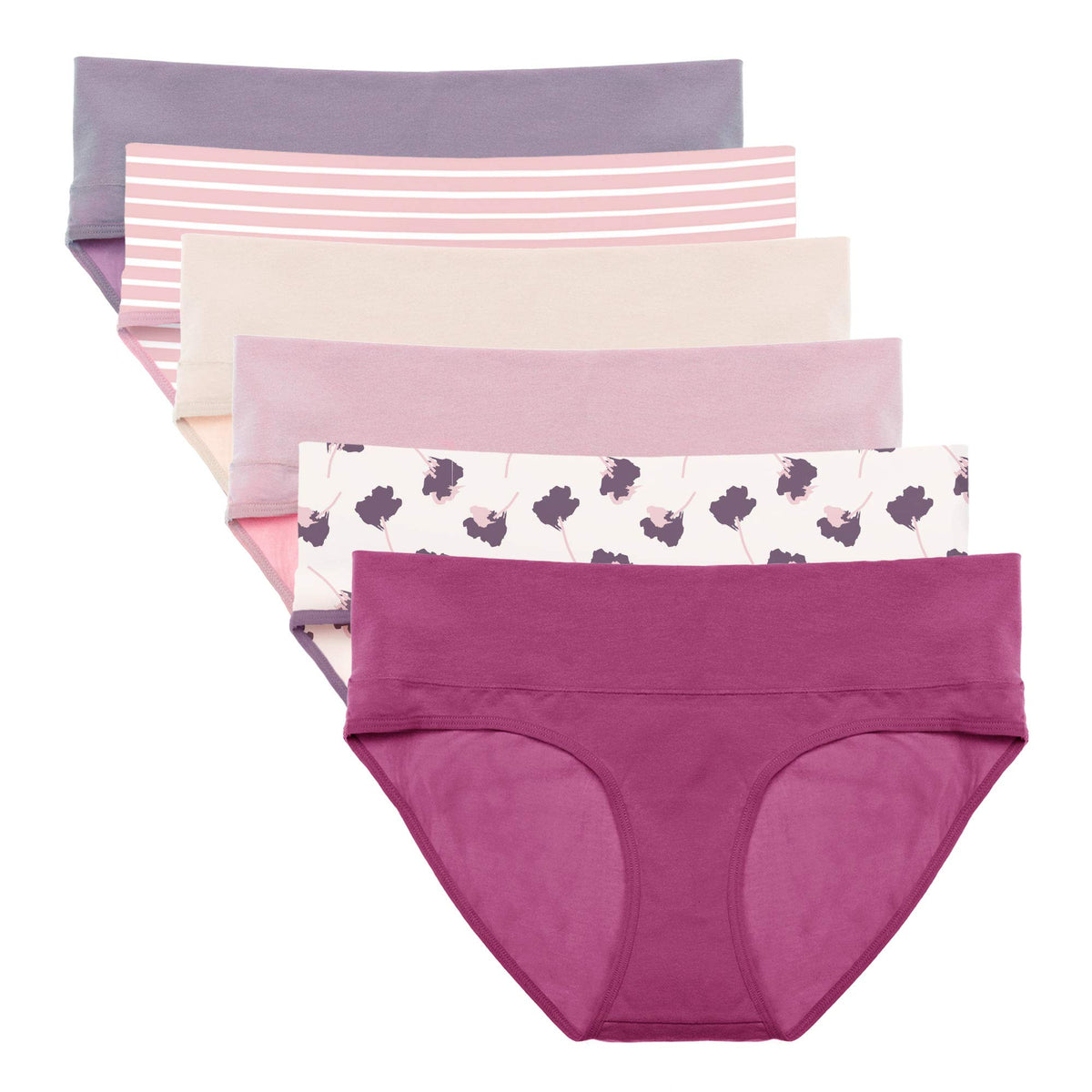 Women's Intimate Portal Maternity Cotton Pregnancy Postpartum Foldable Under The Bump 6 Pack Floreus Xl Panties