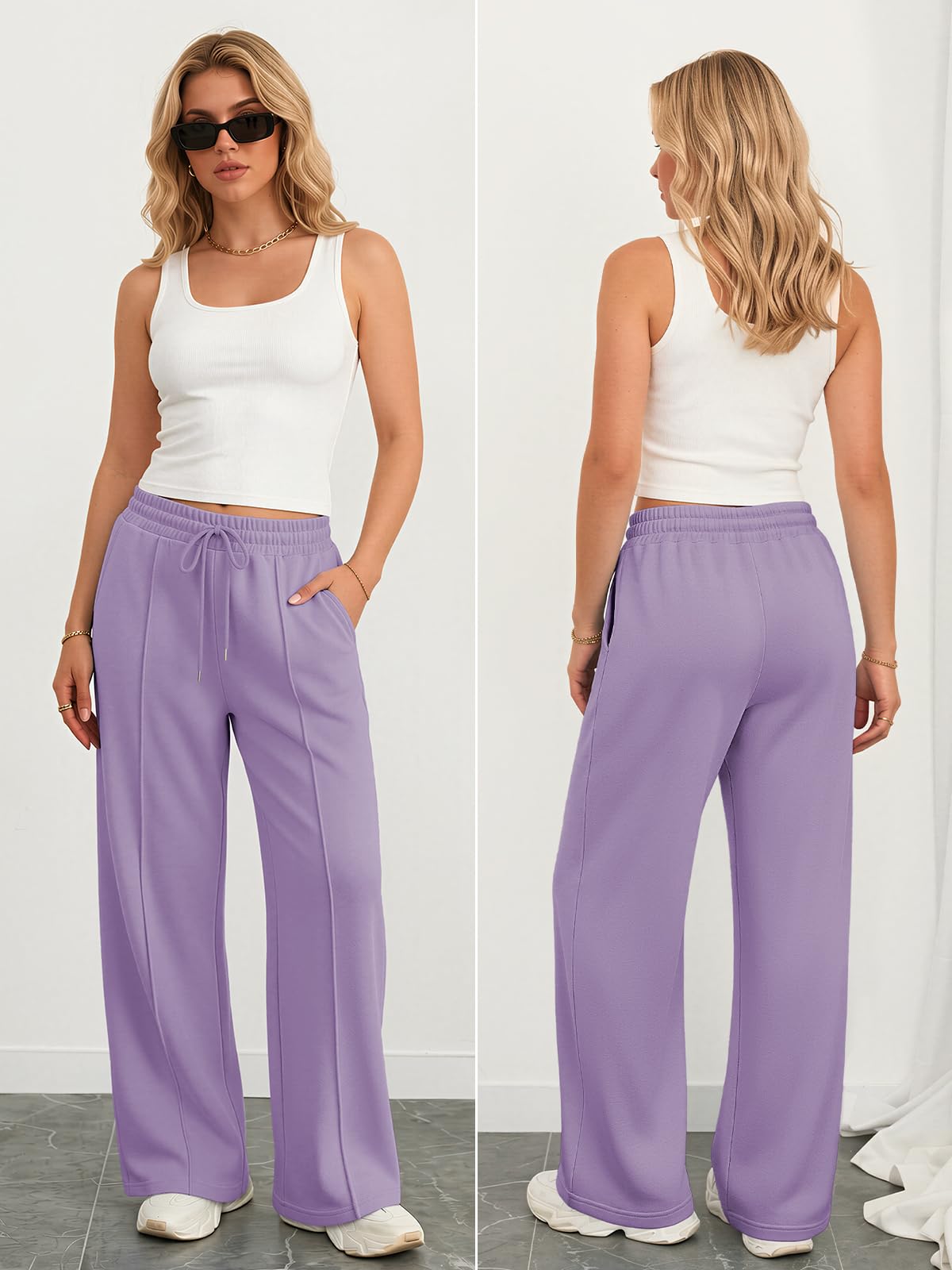 Athmile Women's Wide-Leg Sweatpants High-Waisted Baggy - Style 17