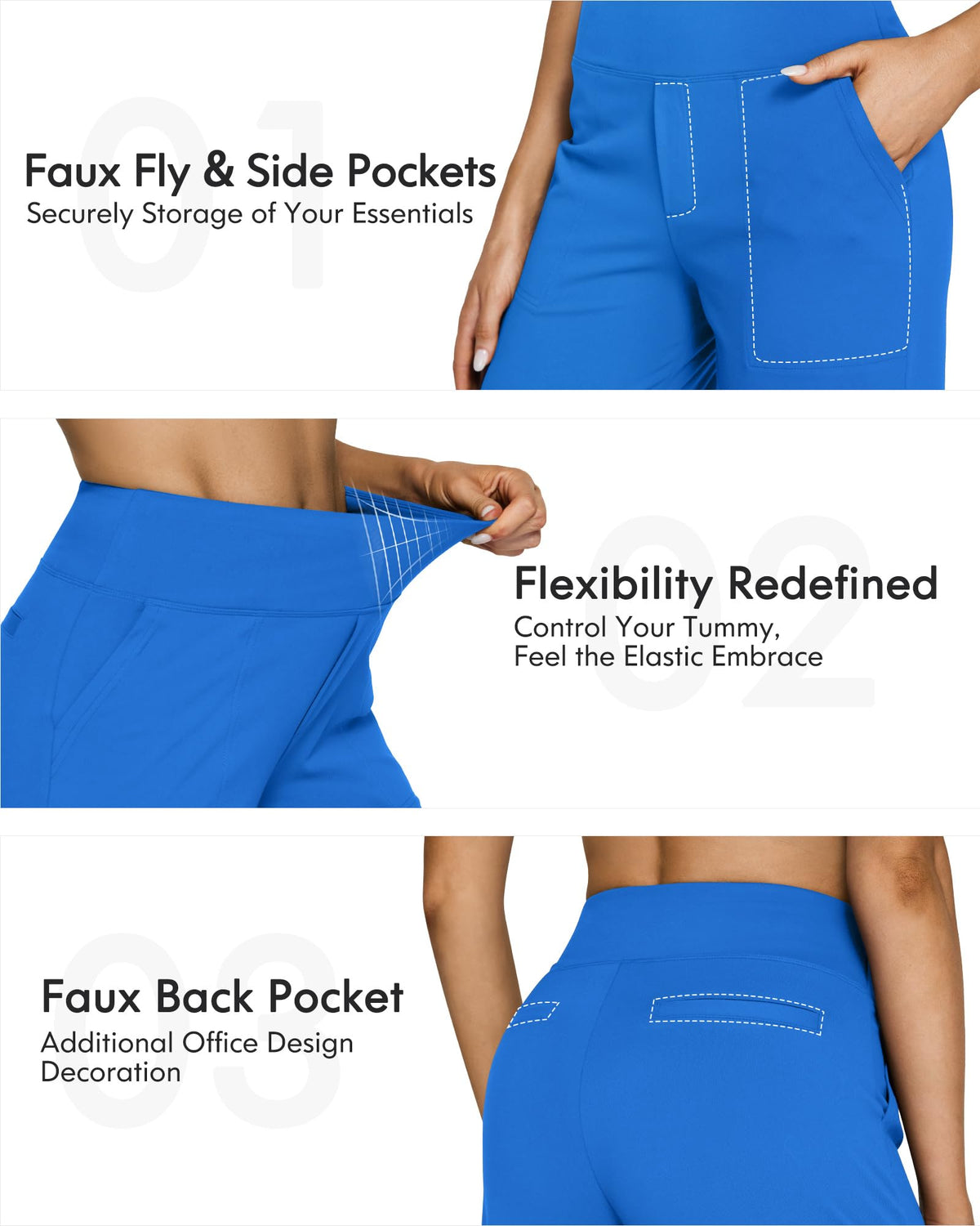 G4free Wide-Leg Yoga Pants For Women With Pockets Soft Strong Blue S