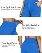 G4free Wide-Leg Yoga Pants For Women With Pockets Strong Blue Xs