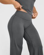 Oqq Yoga Pants Women High-Waist Stretch Casual Soft - Darkgrey