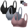 Women's Angelhood 3 Pack for Breastfeeding Seamless Pregnancy Wireless Sleep Bralette Jelly Strip Support Postpartum with Extenders, Xxl Size Nursing