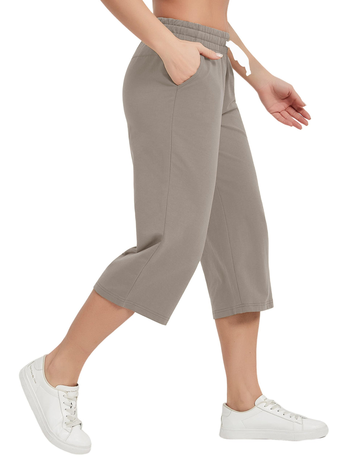 Specialmagic Women's Capri Pants Cotton Sweatpants Simply Taupe L