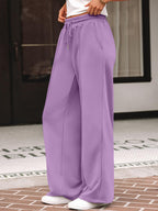 Automet Women's Wide-Leg Sweatpants Baggy Lounge Sweat Pants Purple M
