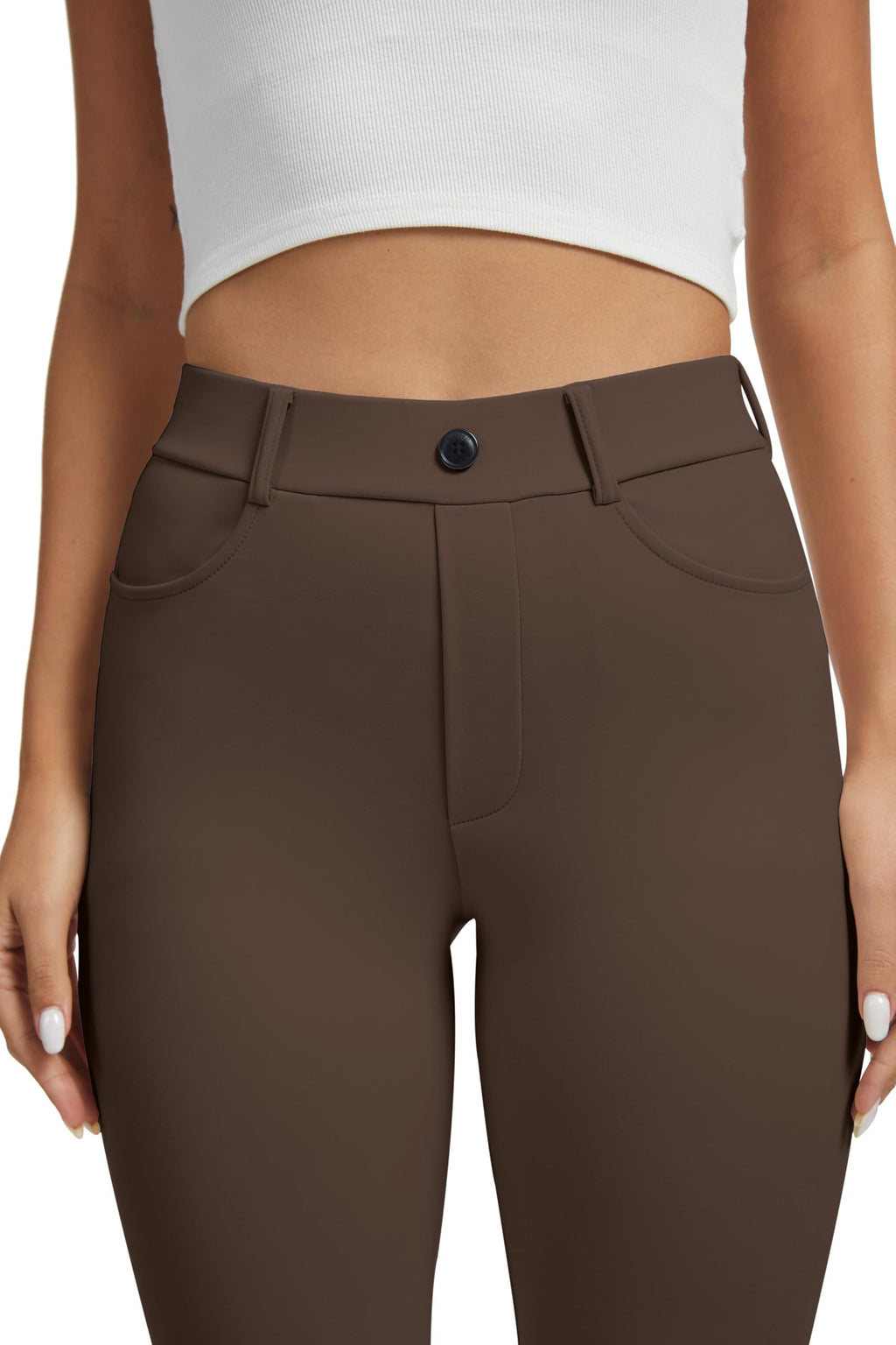 Vimpep Fleece Lined Work Pants Women Straight-Leg - Dark Brown(fleece