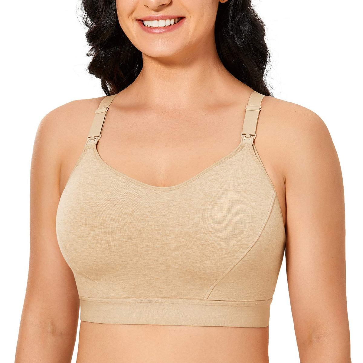 Women's Gratlin Cotton for Breastfeeding Beige Heather X-large Nursing Bra