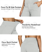 G4free Wide-Leg Dress Pants For Women With Pockets Light Grey M Short