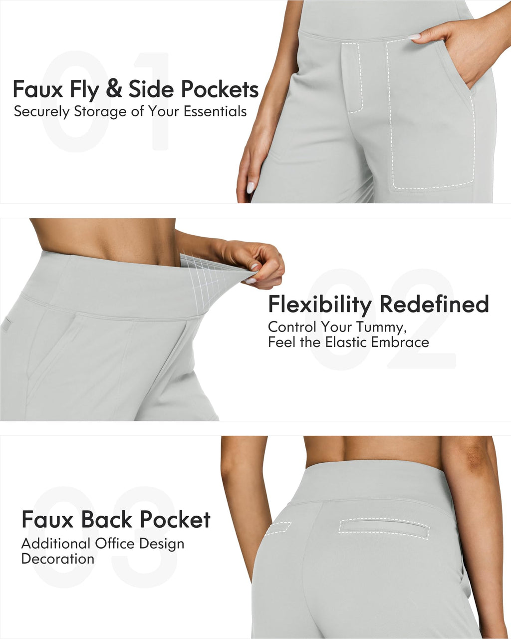 G4free Sweatpants For Women With Pockets Straight-Leg Light Grey Xl