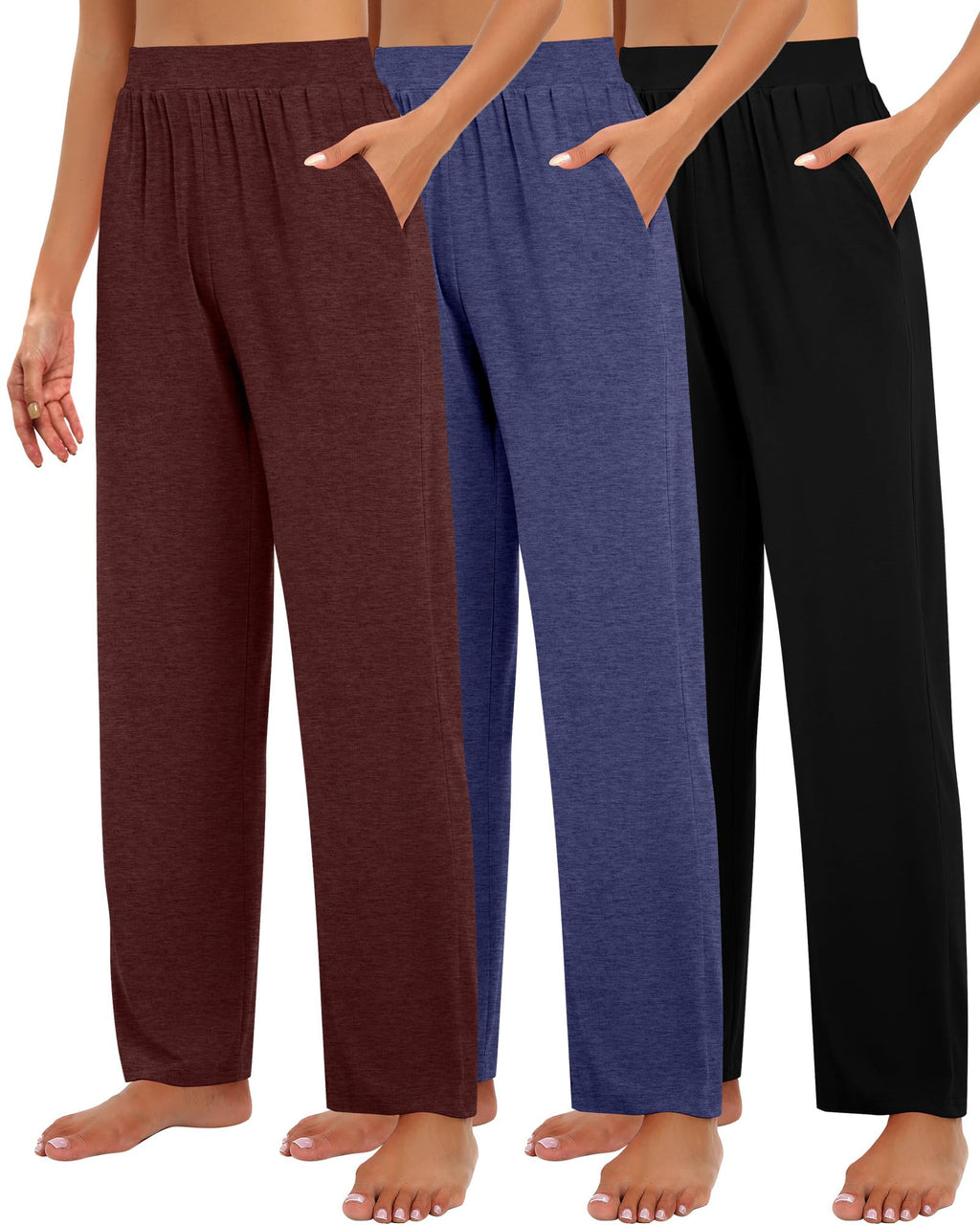 Huukeay 3 Pack Women's Lounge Pants Cozy Sweatpants Medium Black Dark