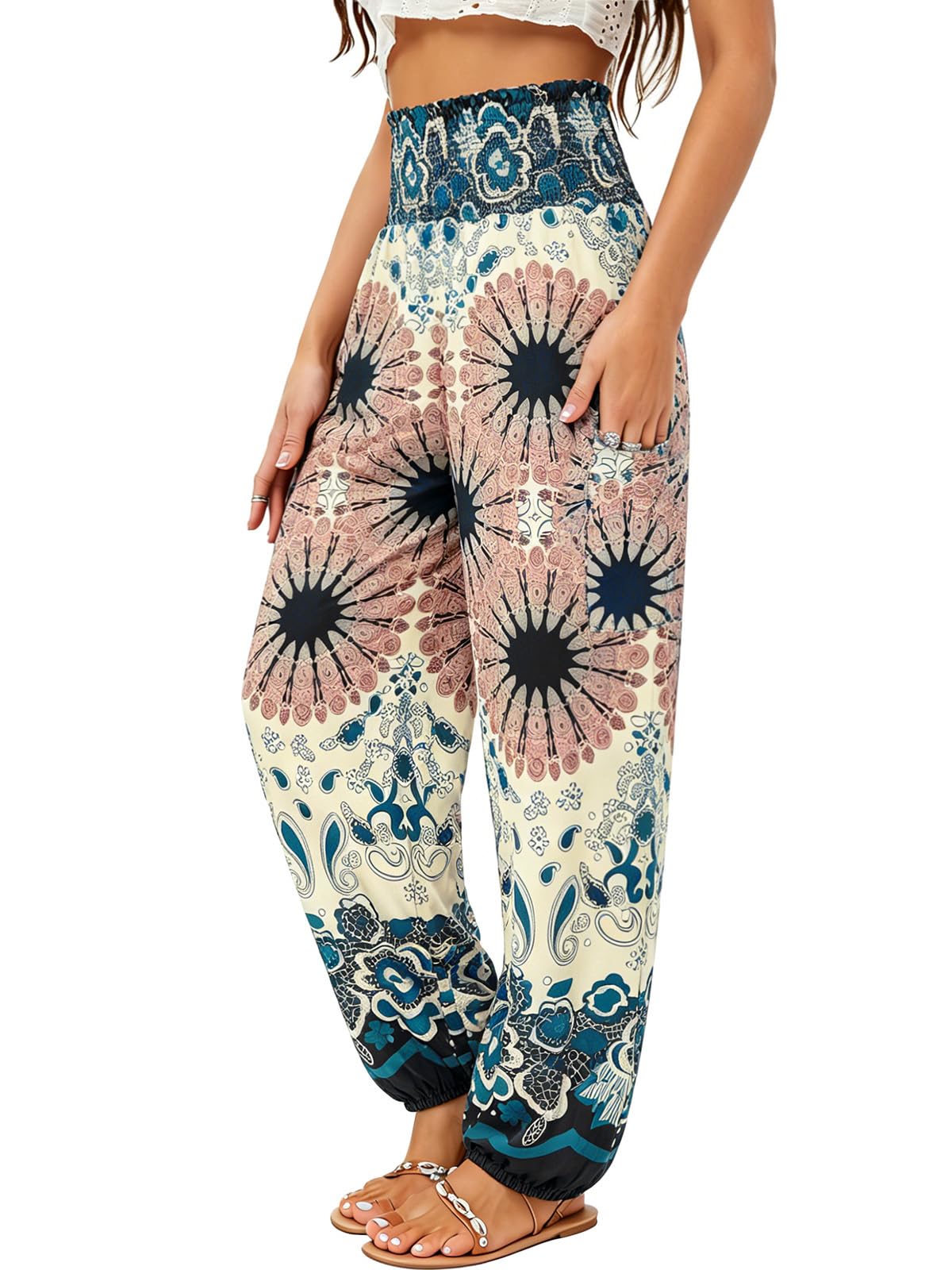 Qianxizhan Women's Harem Pants High-Waist Yoga Boho - Style 90
