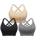 Women's Angelhood 3 Pack for Breastfeeding, Seamless Sports Low-impact Support Yoga for Pregnancy, Medium Nursing Bra