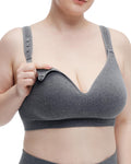 Women's Momcozy Busty U.s. Cotton for Breastfeeding Grey Nursing Bra