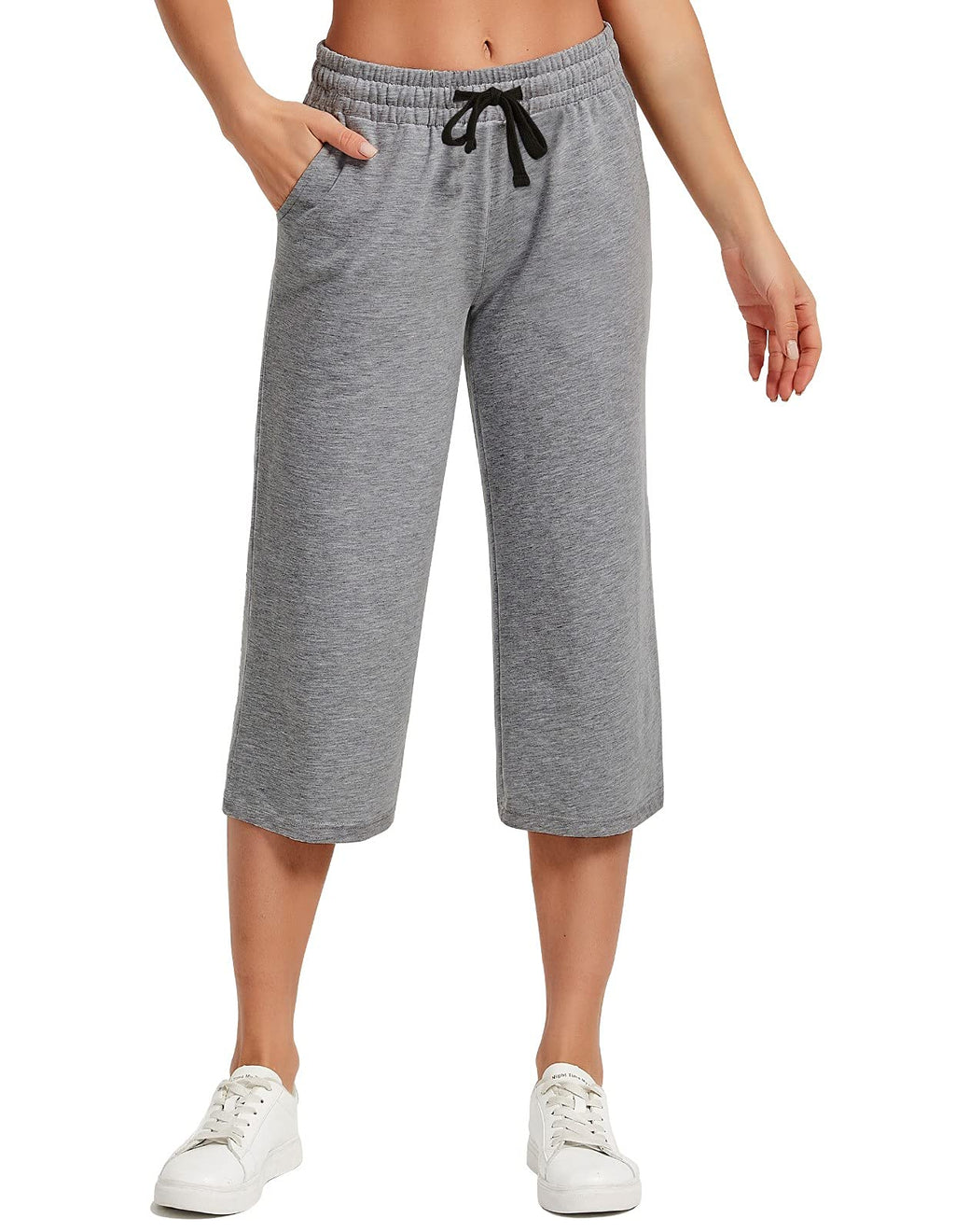 Specialmagic Women's Capri Pants Cotton Sweatpants Heather Grey 4xl