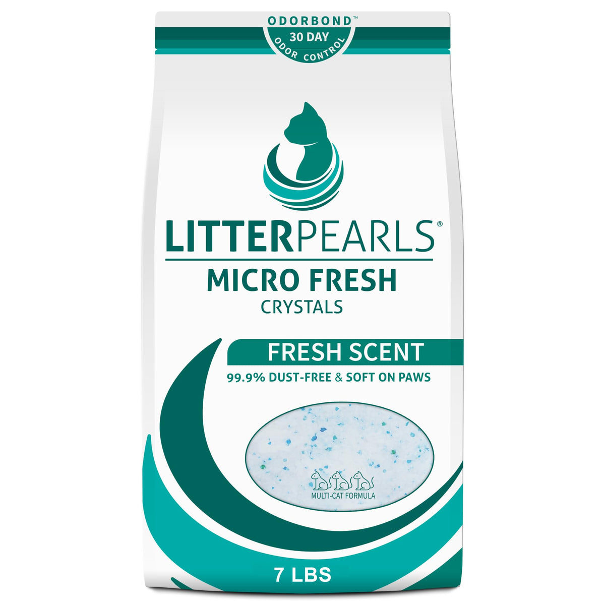 Litter Pearls Micro Fresh Scented Non-Clumping Crystal Cat Litter with Odorbond, 7 lb