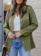 Dokotoo Womens Long Sleeve Button Down Oversized Jean Jacket Green 2xl - A1