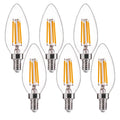 FLSNT 60W Equivalent LED Chandelier Light Bulbs, Dimmable, E12 Base, Clear B11 LED Filament Candelabra Bulbs, 2700K Soft White, 6 Pack
