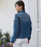 Miss Moly Women's Denim Jacket Classic Button Up Jean Blue 2 S