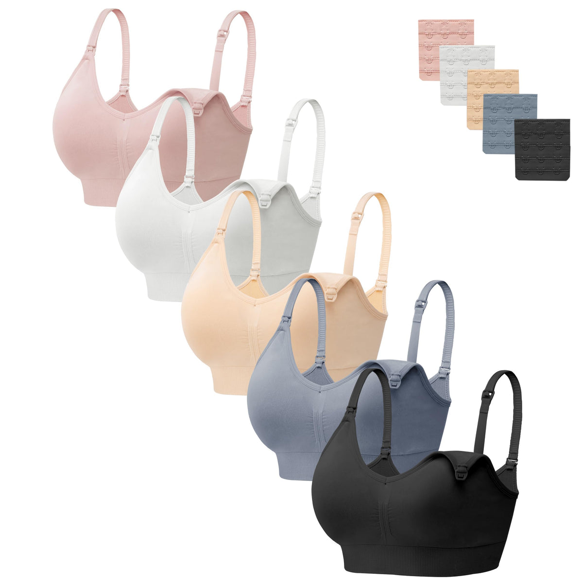 Hbselect Women's 5 Pack for Breastfeeding Nursing Bra