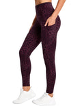 The Gym People Women's Thick High-Waist Yoga Pants - Dark Red Leopard